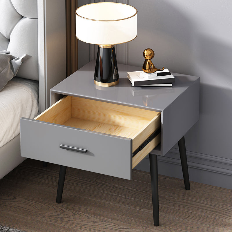 Contemporary Night Table Storage Accent Table Nightstand with 4 Legs for Home