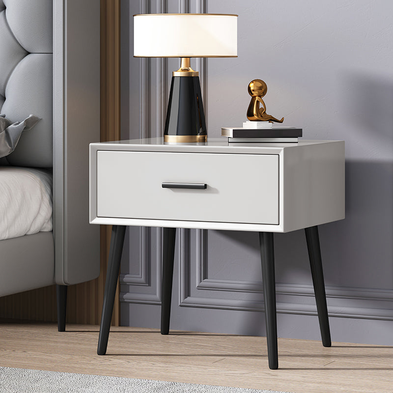 Contemporary Night Table Storage Accent Table Nightstand with 4 Legs for Home