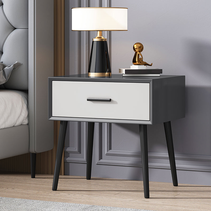 Contemporary Night Table Storage Accent Table Nightstand with 4 Legs for Home