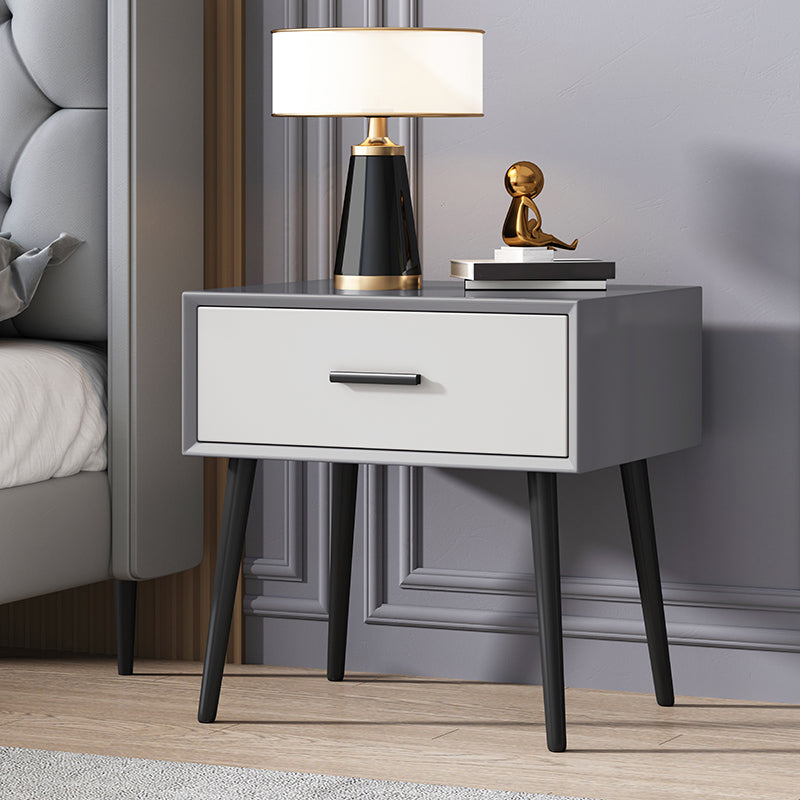 Contemporary Night Table Storage Accent Table Nightstand with 4 Legs for Home