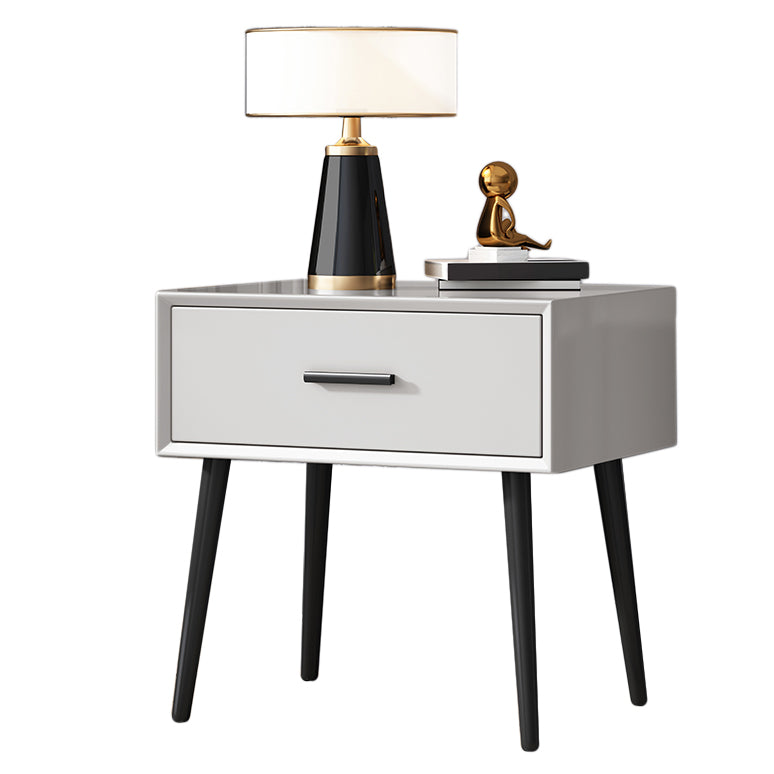 Contemporary Night Table Storage Accent Table Nightstand with 4 Legs for Home