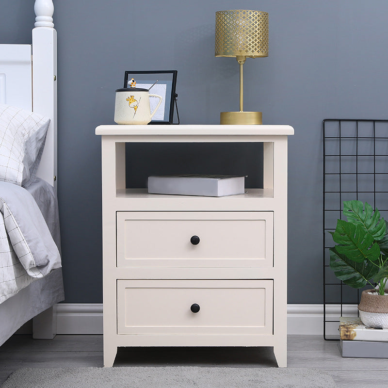 Two Drawer Contemporary Accent Table Nightstand Antique Finish Bed Nightstand with Legs