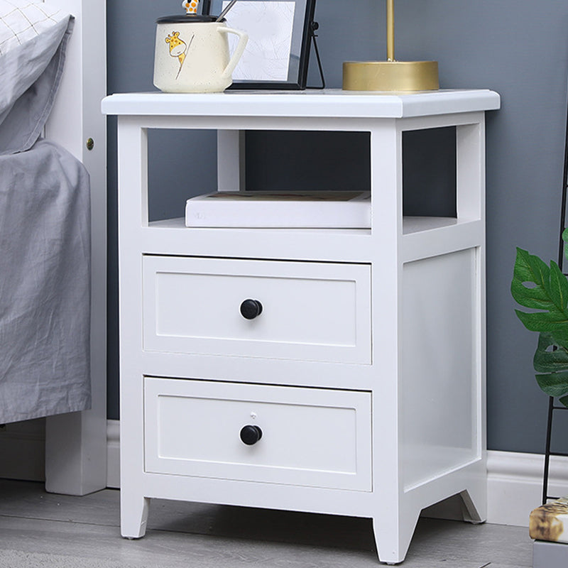 Two Drawer Contemporary Accent Table Nightstand Antique Finish Bed Nightstand with Legs