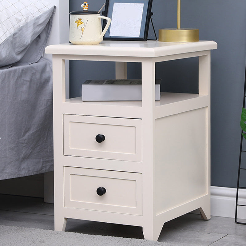 Two Drawer Contemporary Accent Table Nightstand Antique Finish Bed Nightstand with Legs