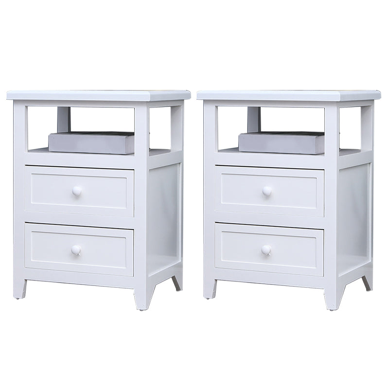 Two Drawer Contemporary Accent Table Nightstand Antique Finish Bed Nightstand with Legs