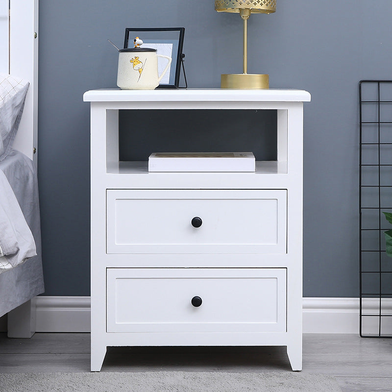 Two Drawer Contemporary Accent Table Nightstand Antique Finish Bed Nightstand with Legs