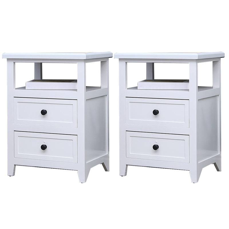 Two Drawer Contemporary Accent Table Nightstand Antique Finish Bed Nightstand with Legs