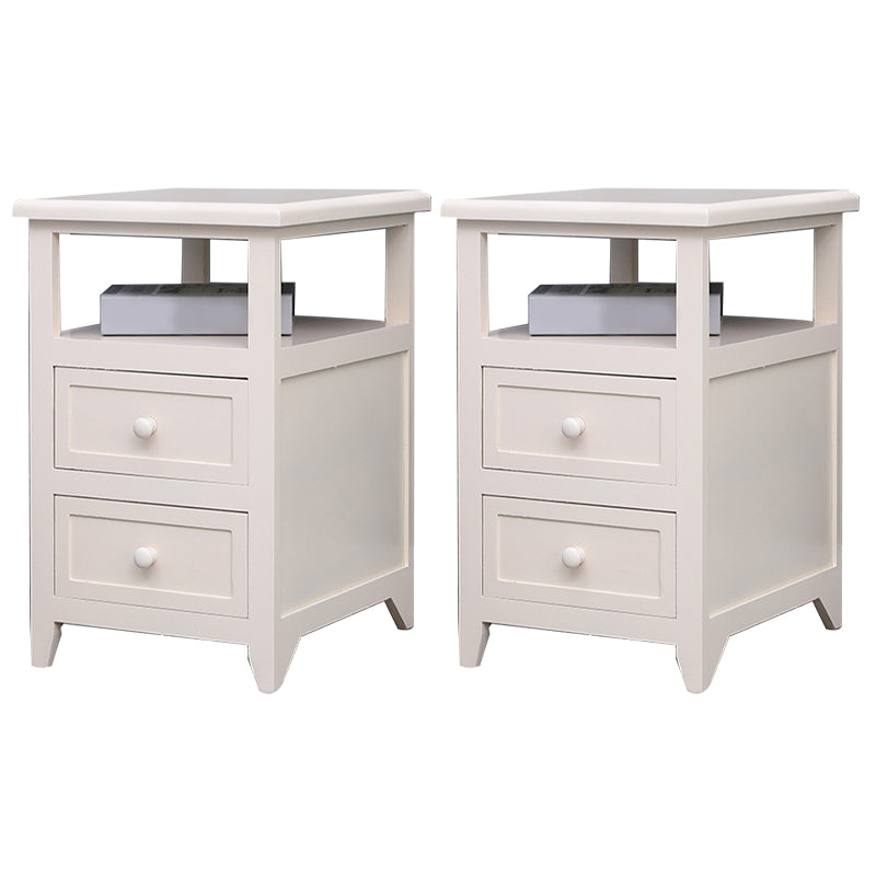 Two Drawer Contemporary Accent Table Nightstand Antique Finish Bed Nightstand with Legs