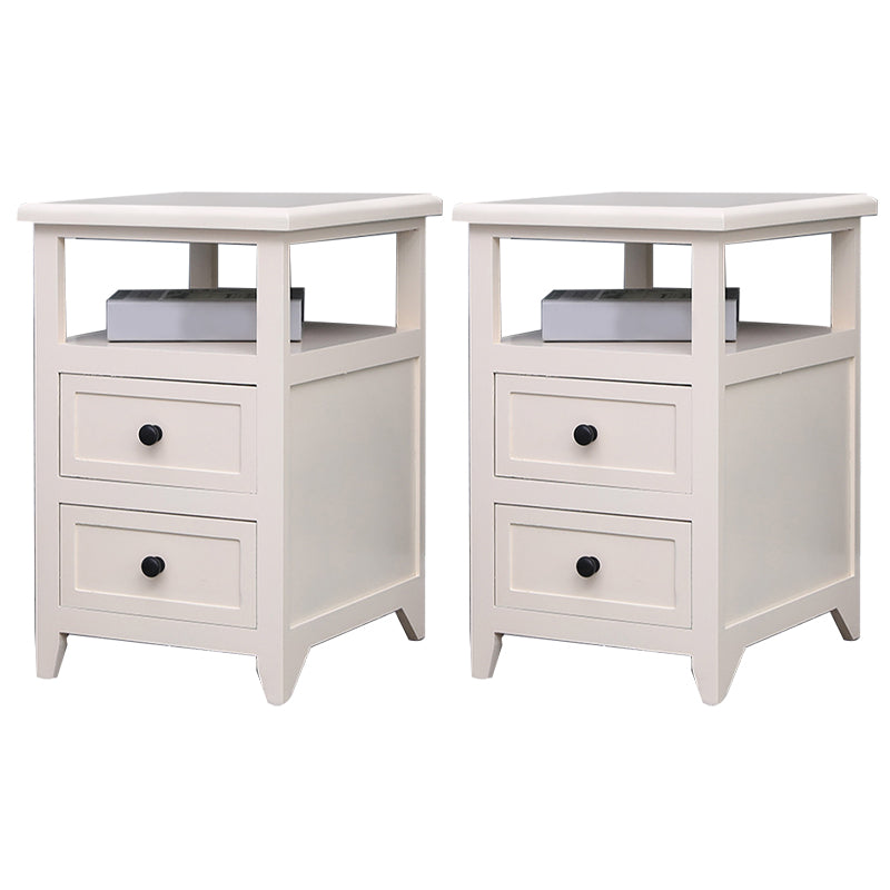 Two Drawer Contemporary Accent Table Nightstand Antique Finish Bed Nightstand with Legs