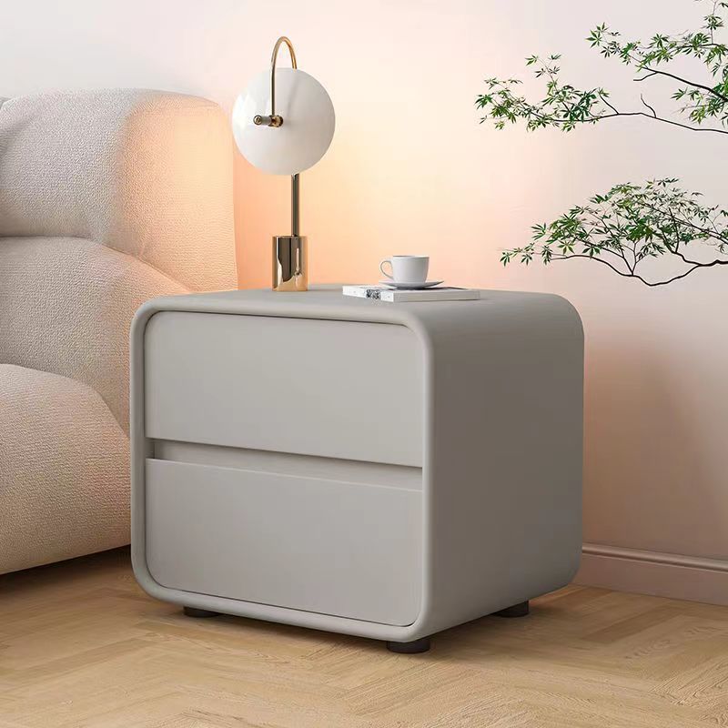 Contemporary Accent Table Nightstand Drawer Storage with 2 Drawers