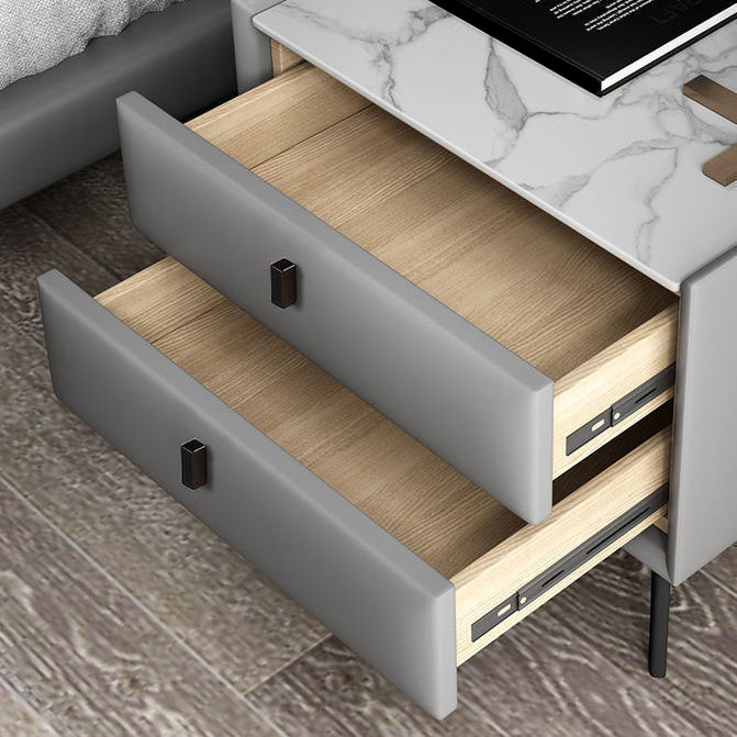 Modernism Night Table Storage Bed Nightstand with 2 Drawers for Home