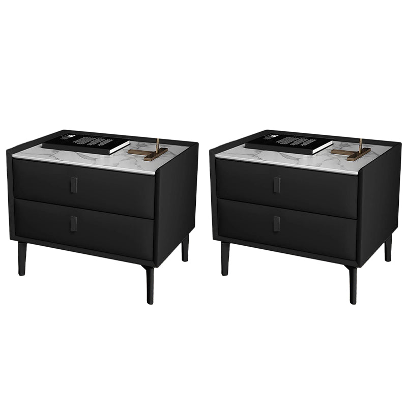 Modernism Night Table Storage Bed Nightstand with 2 Drawers for Home