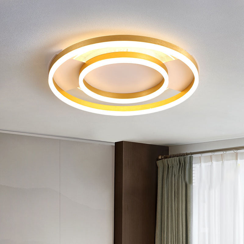 Gold Ceiling Mount Light Round LED Ceiling Light with Silica Gel Shade for Bedroom