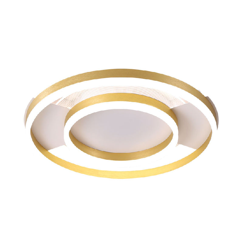 Gold Ceiling Mount Light Round LED Ceiling Light with Silica Gel Shade for Bedroom