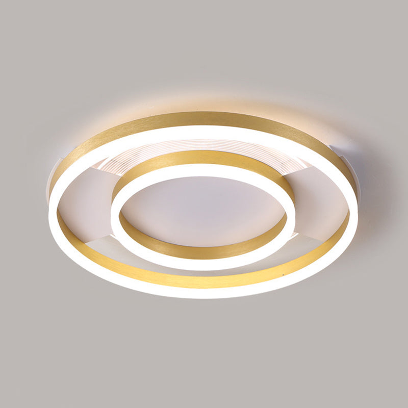 Gold Ceiling Mount Light Round LED Ceiling Light with Silica Gel Shade for Bedroom