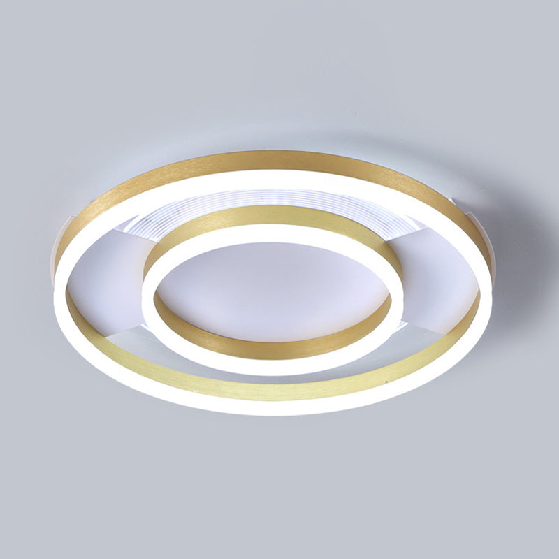 Gold Ceiling Mount Light Round LED Ceiling Light with Silica Gel Shade for Bedroom