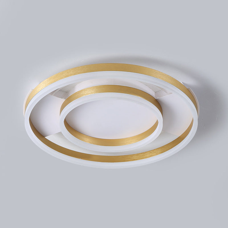 Gold Ceiling Mount Light Round LED Ceiling Light with Silica Gel Shade for Bedroom