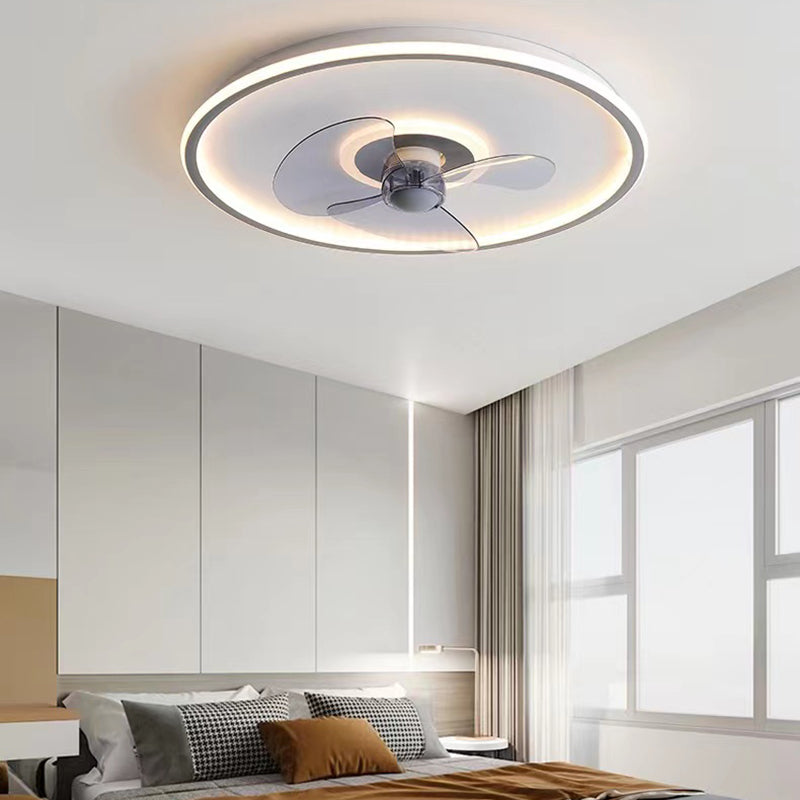 Metal Round Shape Ceiling Fan Modern Style 2-Lights Ceiling Fans Fixtures