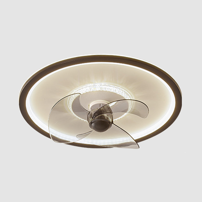 Metal Round Shape Ceiling Fan Modern Style 2-Lights Ceiling Fans Fixtures