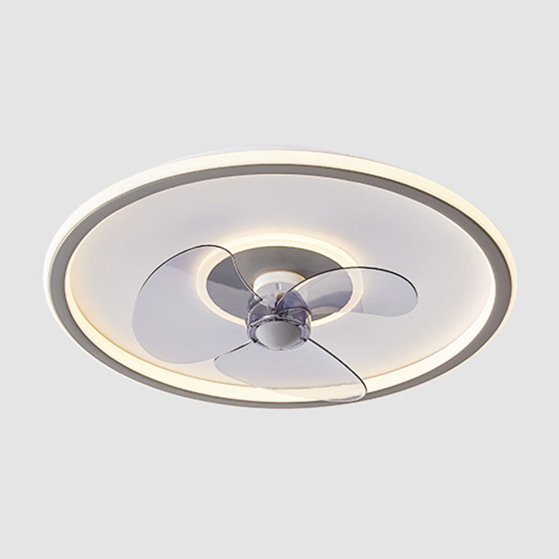 Metal Round Shape Ceiling Fan Modern Style 2-Lights Ceiling Fans Fixtures