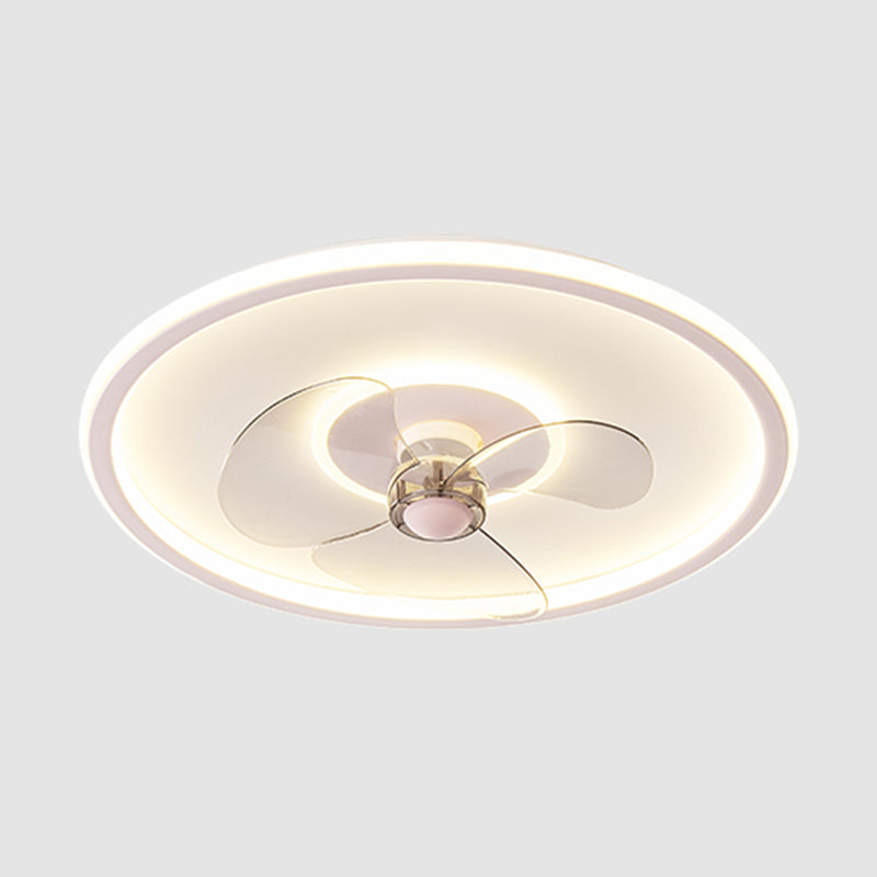 Metal Round Shape Ceiling Fan Modern Style 2-Lights Ceiling Fans Fixtures