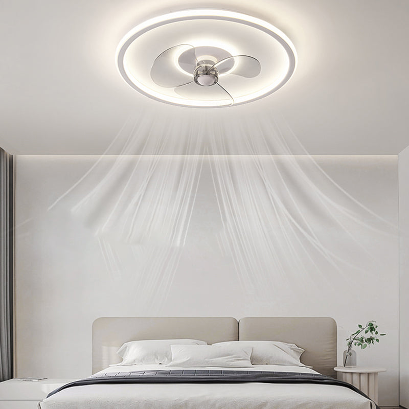 Metal Round Shape Ceiling Fan Modern Style 2-Lights Ceiling Fans Fixtures