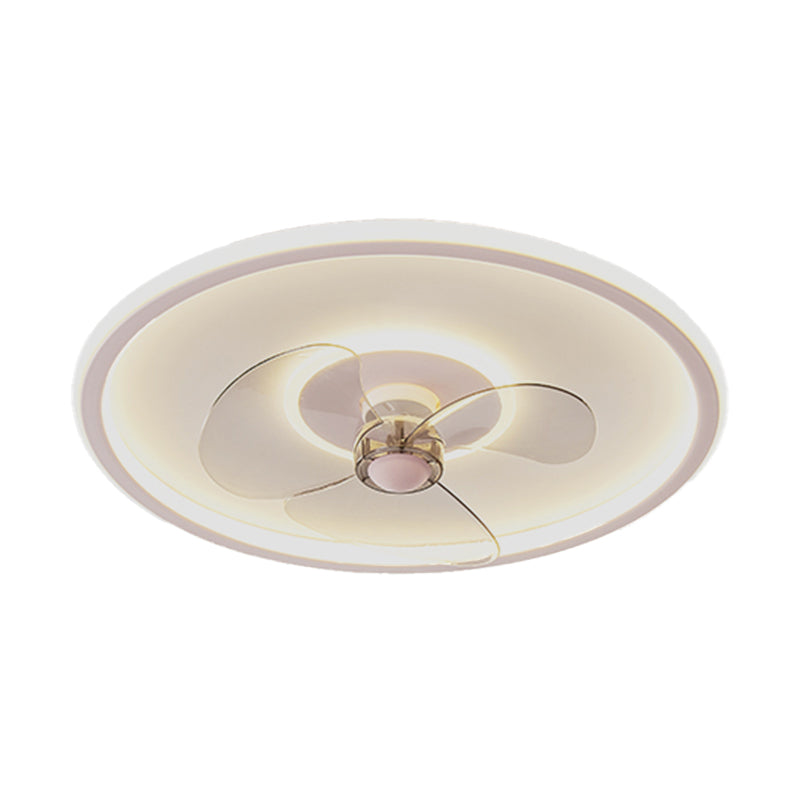 Metal Round Shape Ceiling Fan Modern Style 2-Lights Ceiling Fans Fixtures