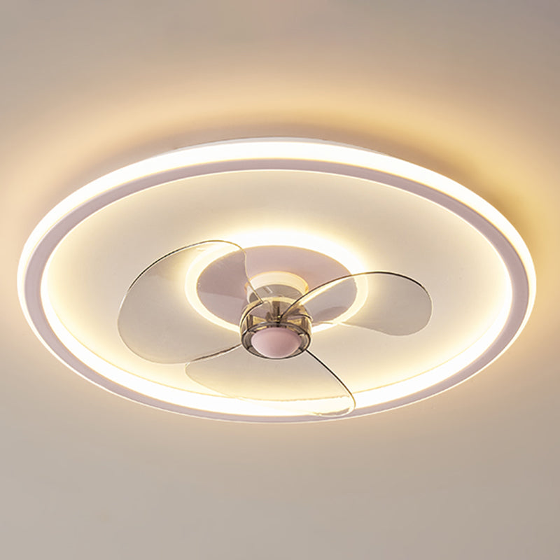 Metal Round Shape Ceiling Fan Modern Style 2-Lights Ceiling Fans Fixtures