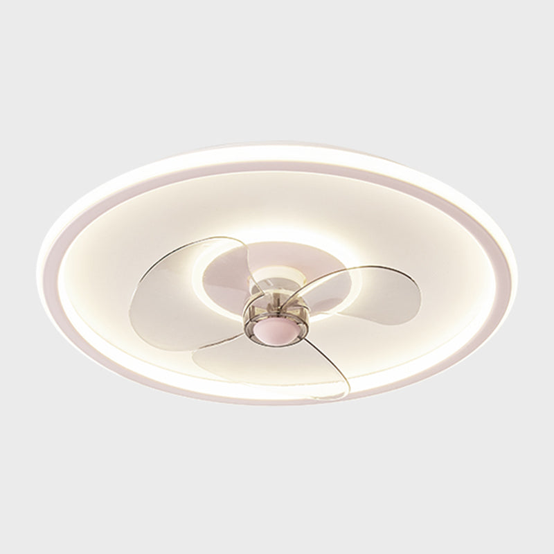 Metal Round Shape Ceiling Fan Modern Style 2-Lights Ceiling Fans Fixtures