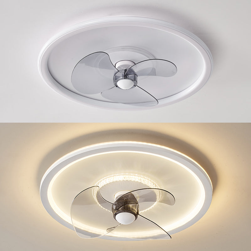 Metal Round Shape Ceiling Fan Modern Style 2-Lights Ceiling Fans Fixtures