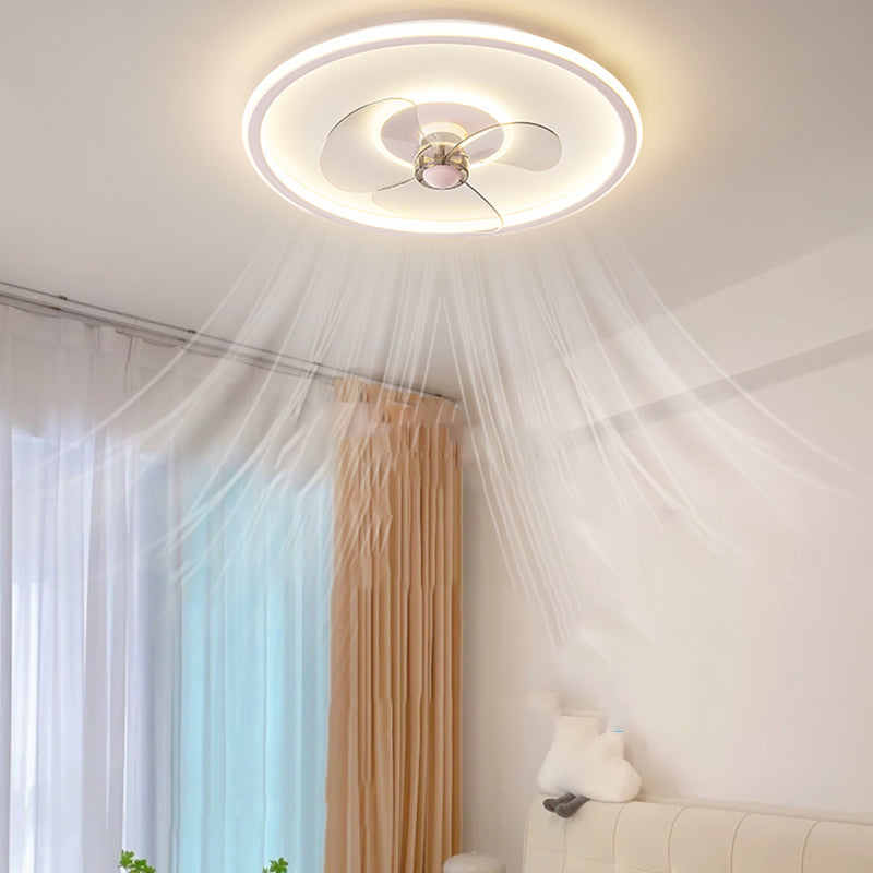 Metal Round Shape Ceiling Fan Modern Style 2-Lights Ceiling Fans Fixtures