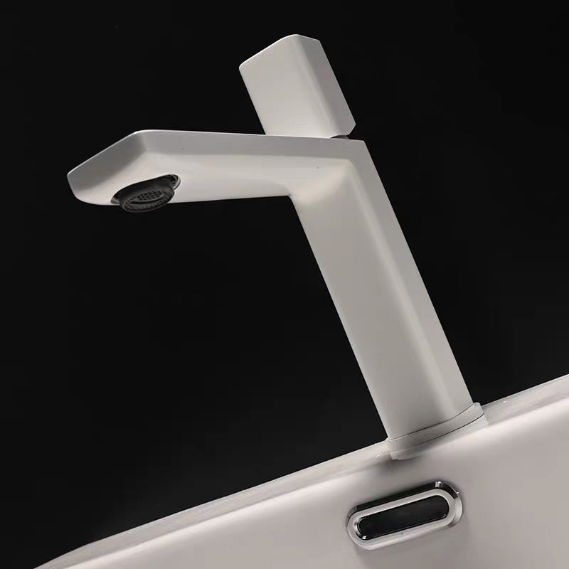 Modern Knob Handle Sink Faucet White Brass Bathroom Sink Faucet