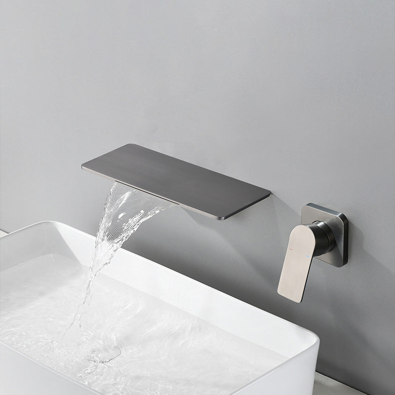 Modern Wall Mounted Bathroom Faucet Waterfall Spout Vessel Sink Faucet