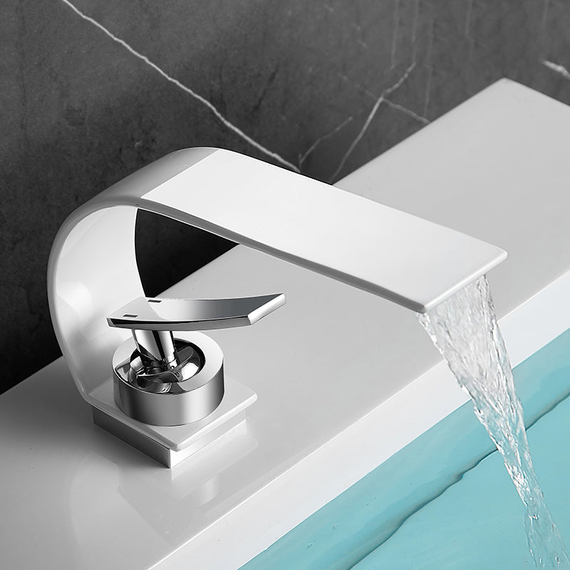 Bathroom Faucet Brass Waterfall Spout Lever Handle Washroom Sink Faucet