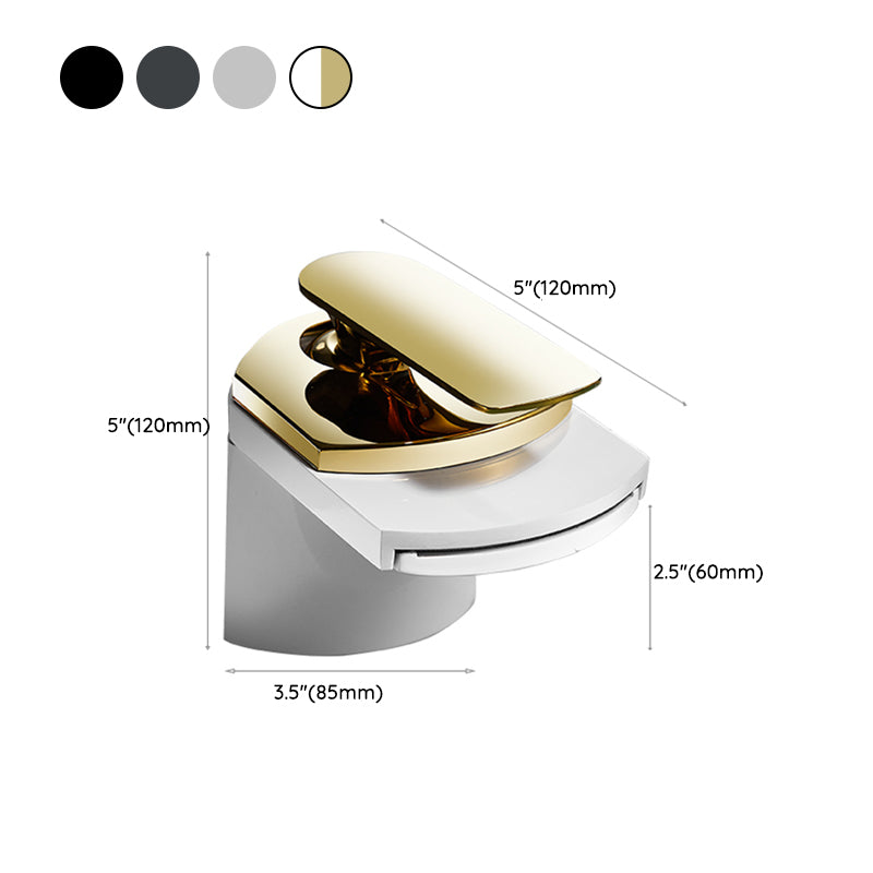 Bathroom Sink Faucet Lever Handle Brass Waterfall Spout Sink Faucet