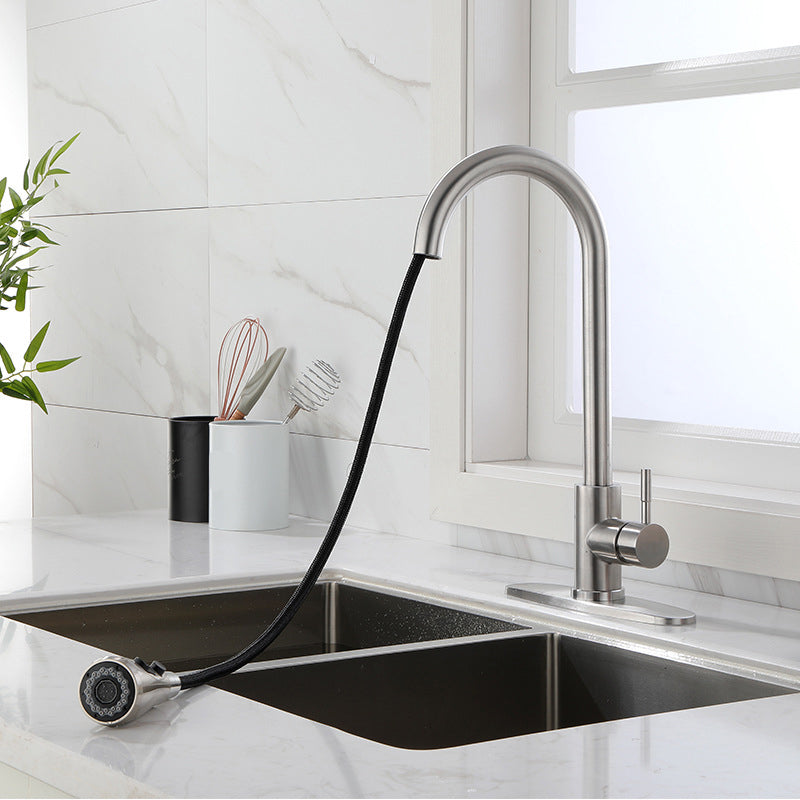 Kitchen Sink Faucet Swivel Spout with Pull Down Sprayer (Not Included Deck Plate)