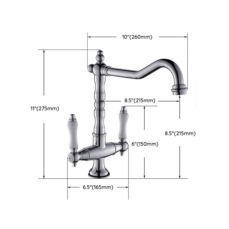 Traditional Kitchen Bar Faucet Double Handle High Arch No Sensor Bar Faucet