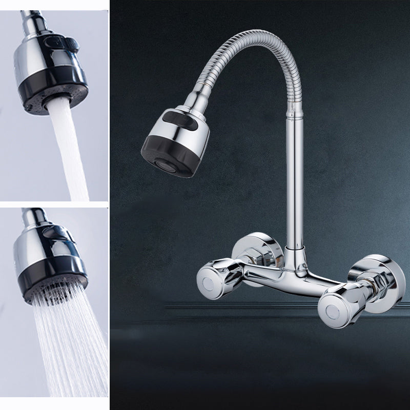 Pre-Rinse High-Arc Kitchen Faucet Double Handle Bridge Kitchen Faucet