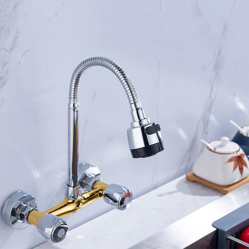 Pre-Rinse High-Arc Kitchen Faucet Double Handle Bridge Kitchen Faucet