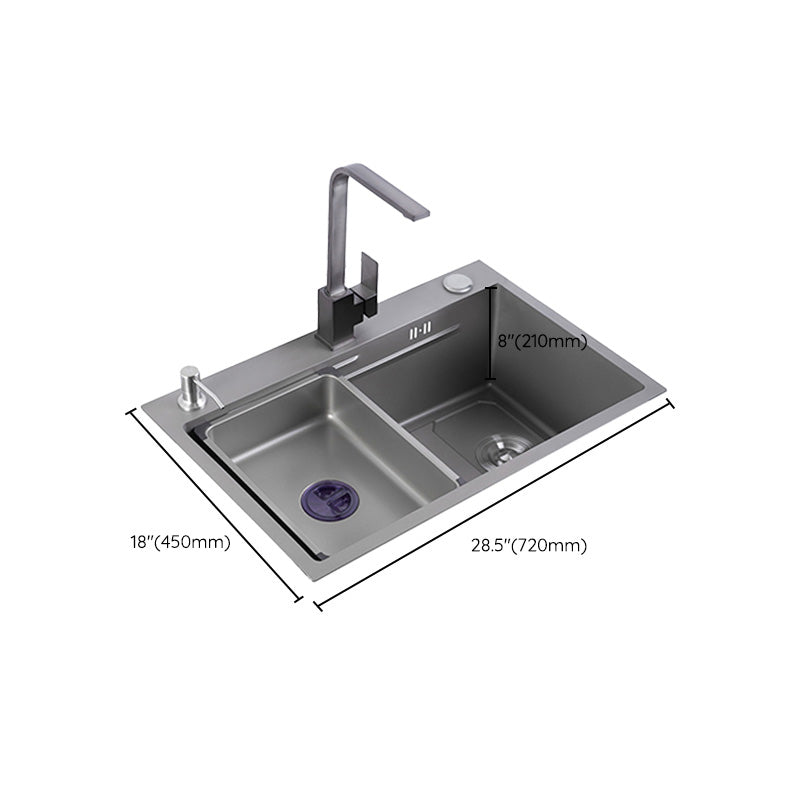 Grey Kitchen Sink Cutting Board Single Bowl Stainless Steel Top-Mount Kitchen Sink