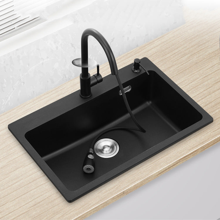 Quartz Kitchen Sink Rectangular Single Bowl Kitchen Sink with Drain Assembly