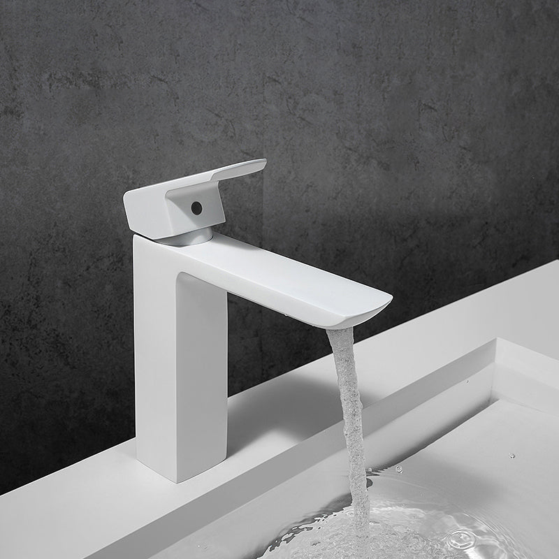 Modern Lever Handles Sink Faucet White Brass Bathroom Sink Faucet