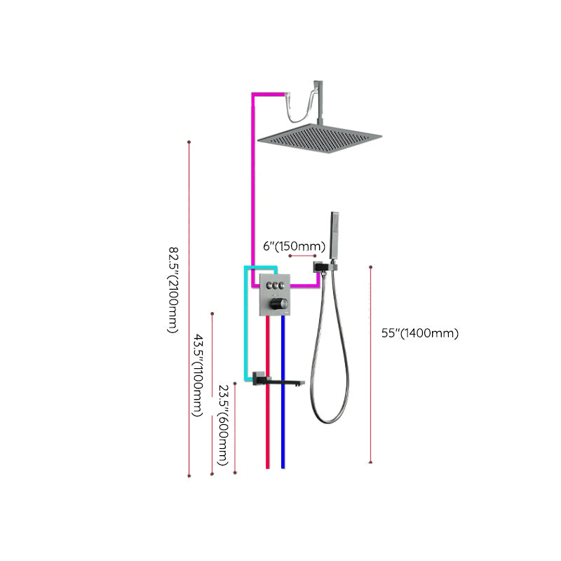 Brass Ceiling Mounted Shower System with Hand Shower Shower Combo