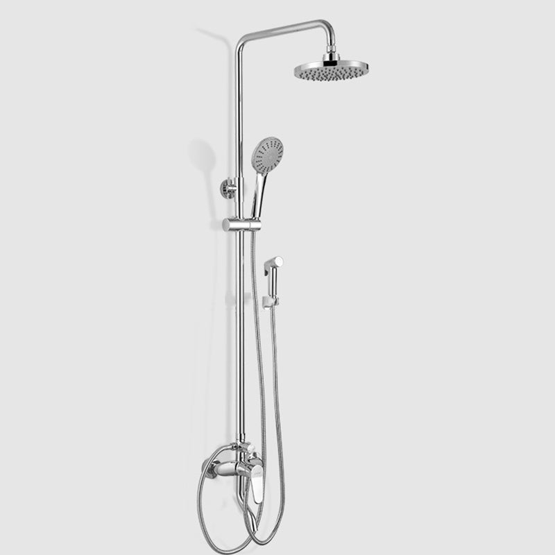 Stainless Steel Shower System Wall Mounted Round Lever Handle Shower System with Riser