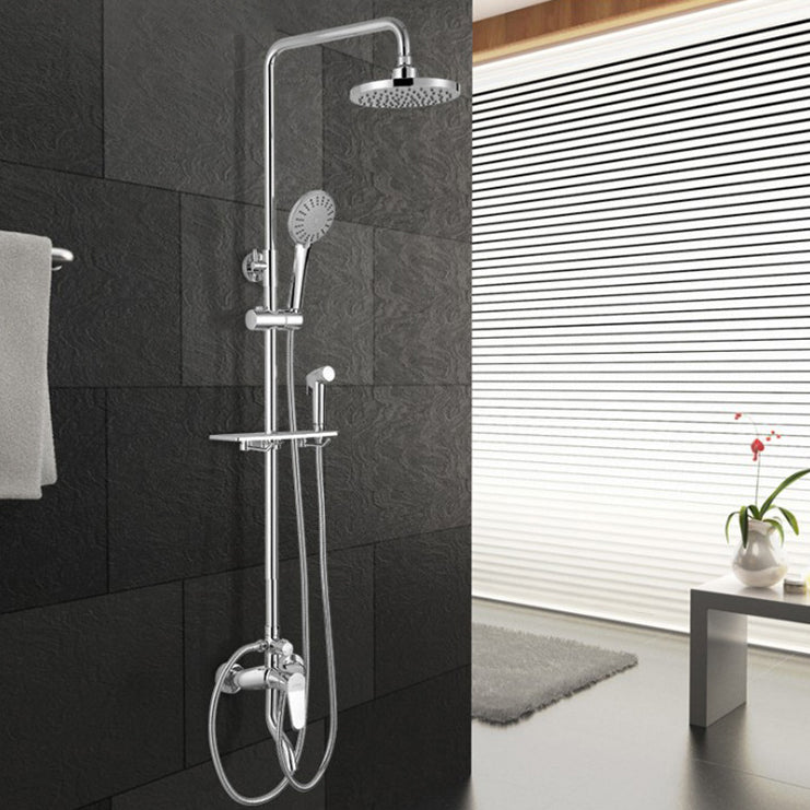 Stainless Steel Shower System Wall Mounted Round Lever Handle Shower System with Riser