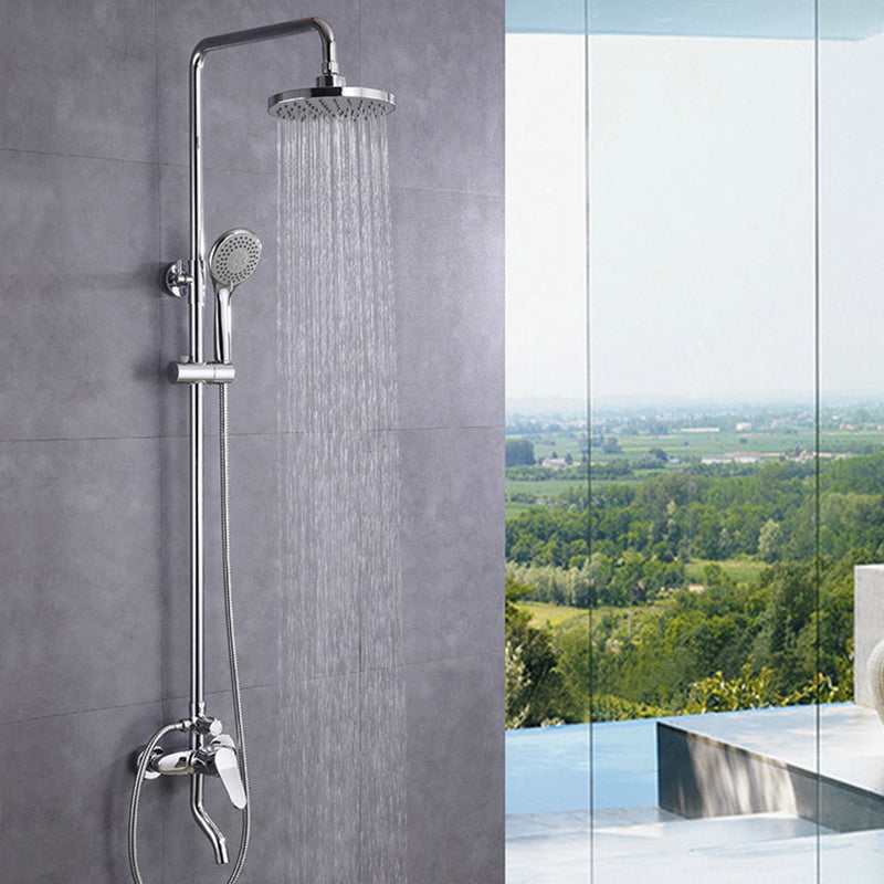 Stainless Steel Shower System Wall Mounted Round Lever Handle Shower System with Riser