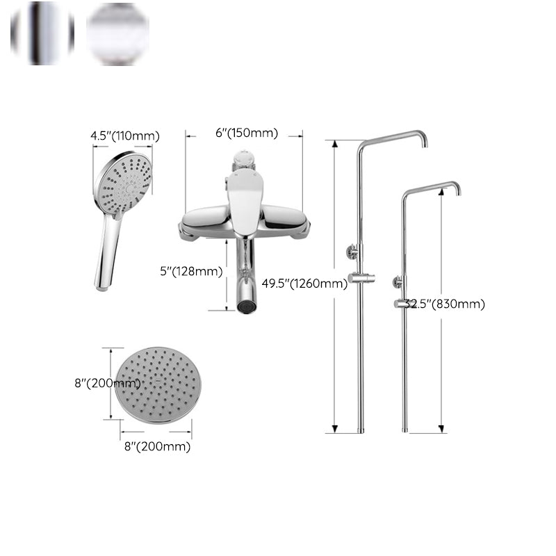 Stainless Steel Shower System Wall Mounted Round Lever Handle Shower System with Riser