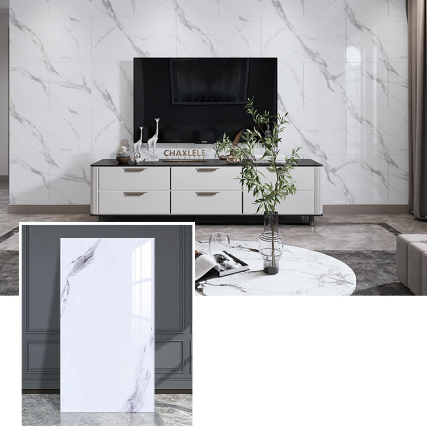 Field Tile Wallpaper Plastic Waterproof Peel and Stick Backsplash with Rectangular Shape