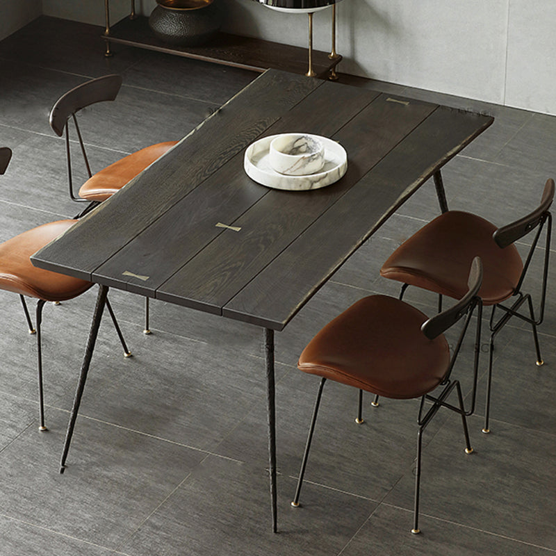 Industrial Dining Table Rectangle Wooden Top Table for Dining Room