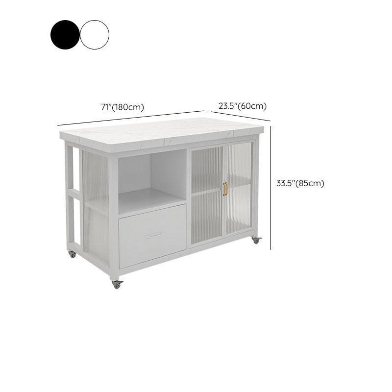 Dining Room Kitchen Island Table Modern Prep Table with Drawer